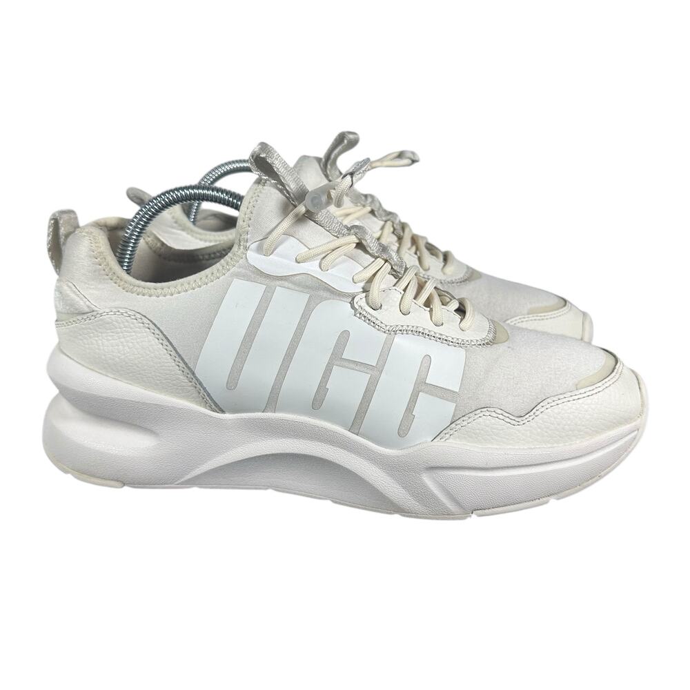 UGG Women's Chunky Sneakers 1114494 Size 8.5 White Logo Athletic Casual Shoes